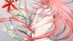 Flowers long hair anime girls vocaloid megurine luka panties 