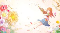 Flowers long hair barefoot seifuku orange hair Ahira Yuzu