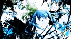 Flowers long hair blue eyes closed eyes short hair hatsune miku 