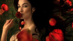 Flowers long hair green