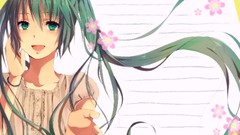 Flowers long hair green eyes hatsune miku vocaloid green hair 