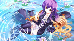 Flowers long hair purple