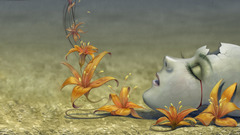 Flowers masks artwork faces