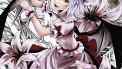 Flowers moon wings dress hats fangs Vampires white hair red 