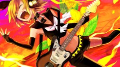 Flowers Music headphones guitars blondes guitarists anime girls 