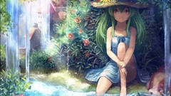 Flowers nature fish Dogs Anime dress hats anime girls green hair