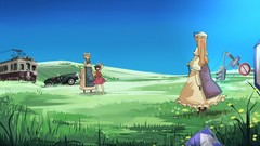 Flowers nature grass hills cars dress back Umbrellas hats 