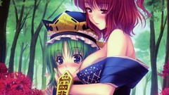 Flowers nature Lilies hats red eyes hugging blush blue eyes 