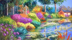 Flowers nature paintings multicolor