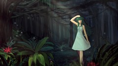 Flowers nature Trees dark Plants dress Ribbons long hair anime 
