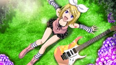 Flowers nature Trees grass sitting instruments shirts guitars 