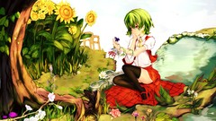 Flowers nature Trees water Sunflowers Plants red eyes sitting 