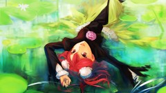 Flowers nature water Green Plants dress Water Lilies red eyes 