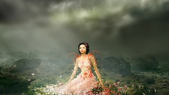 Flowers nature woman black hair