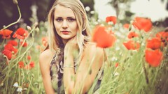 Flowers nature woman blondes