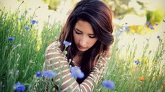 Flowers nature woman brunettes