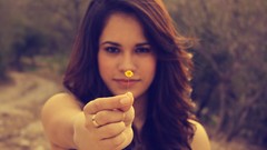 Flowers nature woman brunettes portraits