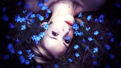 Flowers nature woman faces lying down