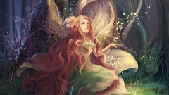 Flowers nature woman paintings fantasy art