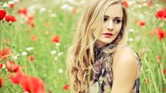 Flowers nature woman Poppies blondes brunettes portraits