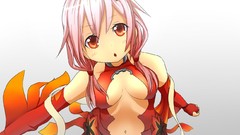 Flowers navel gloves red dress pink hair long hair anime girls 