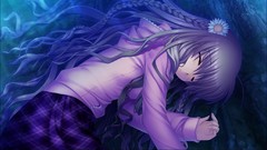 Flowers night Anime sleeping brown braids forests game cg 