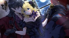 Flowers night moon roses cross Anime dress vampire gloves 