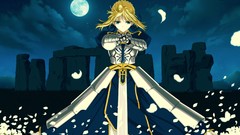 Flowers night moon weapons Anime king Knights Swords blondes 