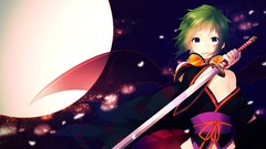 Flowers night moon weapons roses Katana Swords full moon 