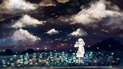 Flowers night sky Anime