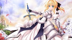 Flowers night weapons Anime armor saber lily Fate Unlimited 