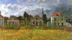 Flowers paintings impressionism houses Claude Monet