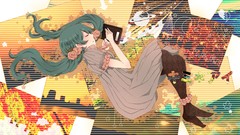 Flowers pantyhose hatsune miku vocaloid twintails