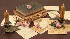 Flowers paper letters Books roses old Candles Cards vintage