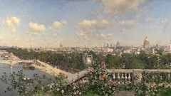 Flowers Paris France Boats balcony paintings Bridges vines 