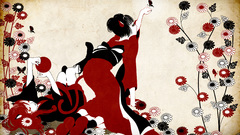 Flowers patterns abstract animepaper kuroneko keiyaku