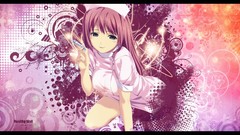 Flowers patterns pink dress hats pink hair smiling long hair 