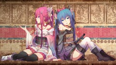 Flowers patterns weapons Katana Anime socks sitting Swords bows 