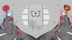 Flowers pink hair long hair anime girls blue eyes closed eyes 