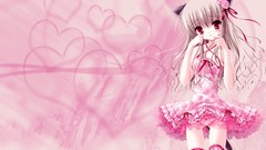 Flowers pink roses dress Hearts red eyes Ribbons skirts blush 