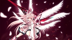 Flowers pink white purple woman Anime Manga Swords angels anime 