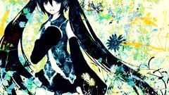Flowers Plants blue hair anime girls blue eyes hatsune miku 