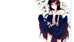 Flowers Plants dress white background blush long hair anime 