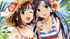 Flowers Plants hats Ribbons blue hair long hair anime girls 