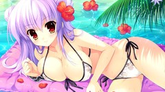 Flowers purple hair swimsuits