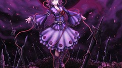 Flowers purple weapons roses Swords skirts pink hair anime 