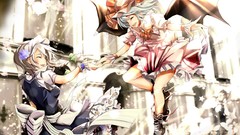 Flowers purple wings dress anime girls boots remilia scarlet 