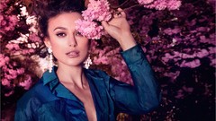 Flowers purple woman short hair