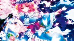 Flowers red Butterflies dress fans anime girls touhou