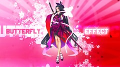 Flowers red Butterflies text pink weapons Katana socks red eyes 